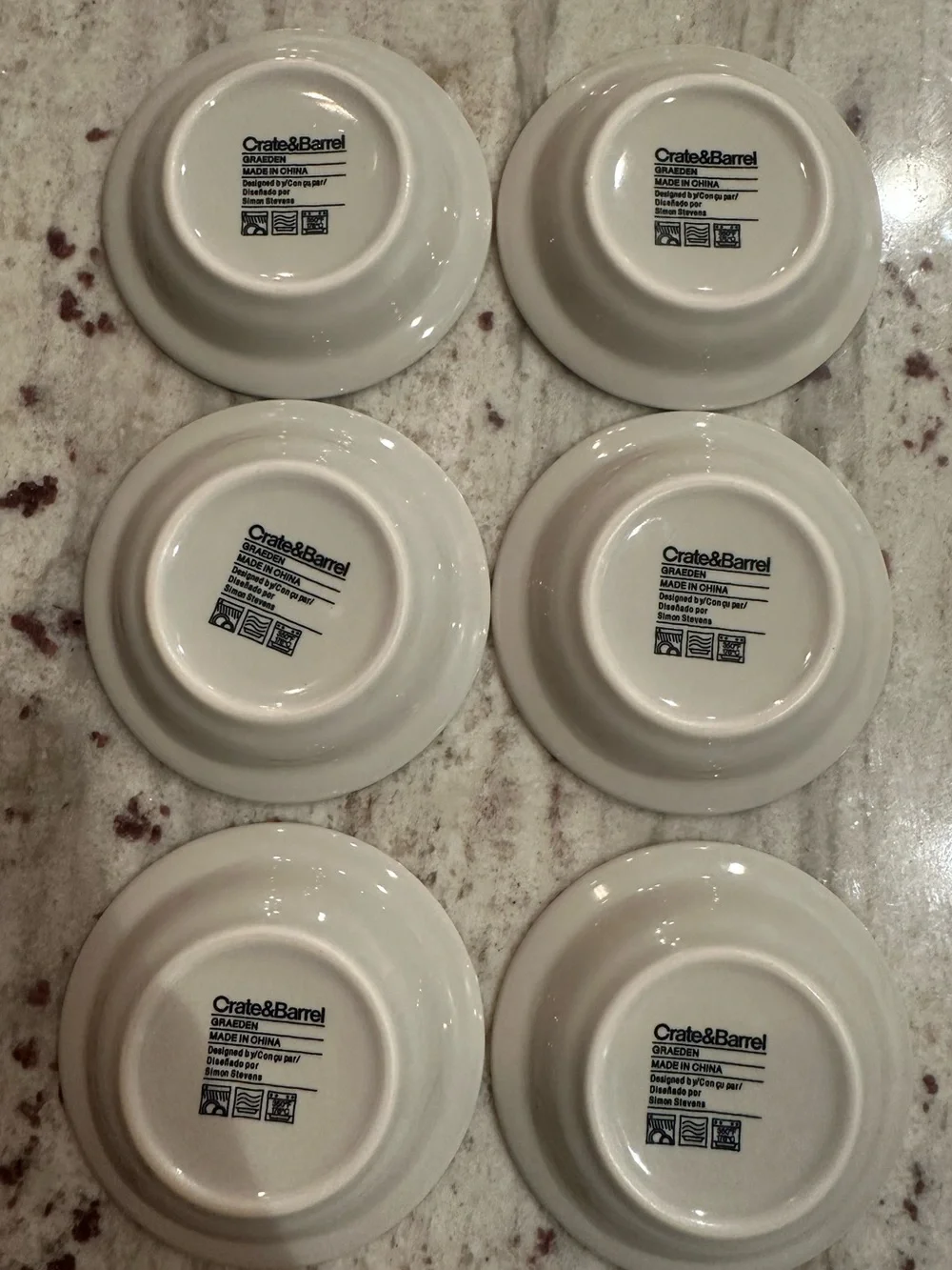 Set of 6 Crate & Barrel Graeden Butter Pats / Dipping Dishes